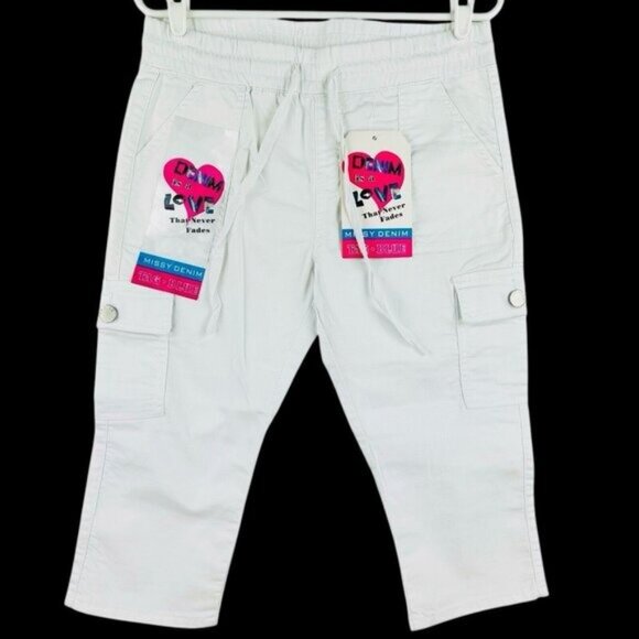 Tag Blue Women's Stretch Pull-on White Lightweight Cargo Capri Pants Size 10 NWT - Picture 1 of 12